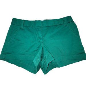 J Crew Women’s Chino Broken-In Shorts Mid-Rise Green Cotton Size 10